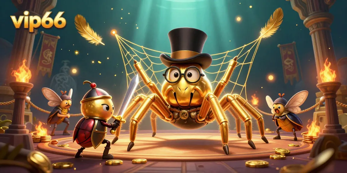 Engage with vip66 excitement in a vibrant 3D casino scene filled with golden elements.