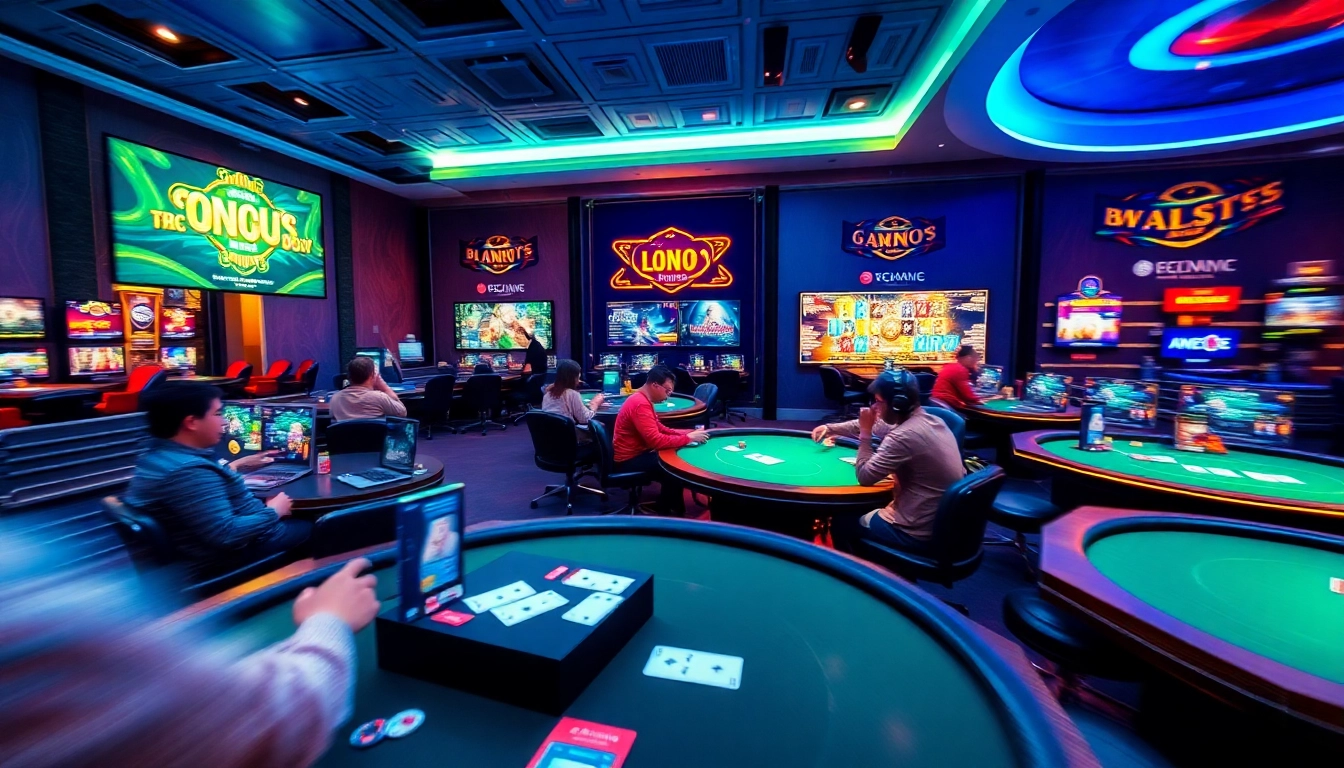 Engaging online gaming scene featuring card games on topgamebaidoithuong.mx platform with vibrant atmosphere.