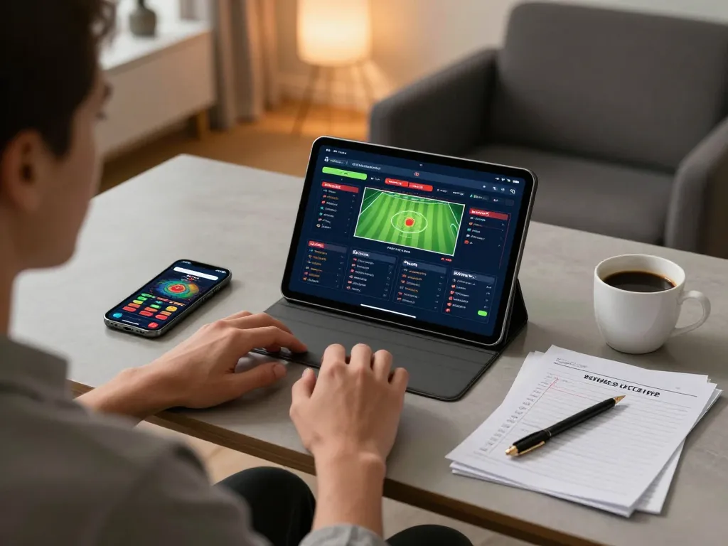 Betting action at xfzc168 with online gambler reviewing strategies and engaging on tablet.