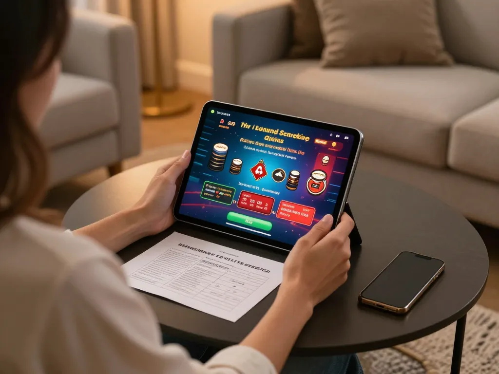 Player enjoying online gaming on tg88-lc, featuring comfortable setup with tablet and strategy notes.