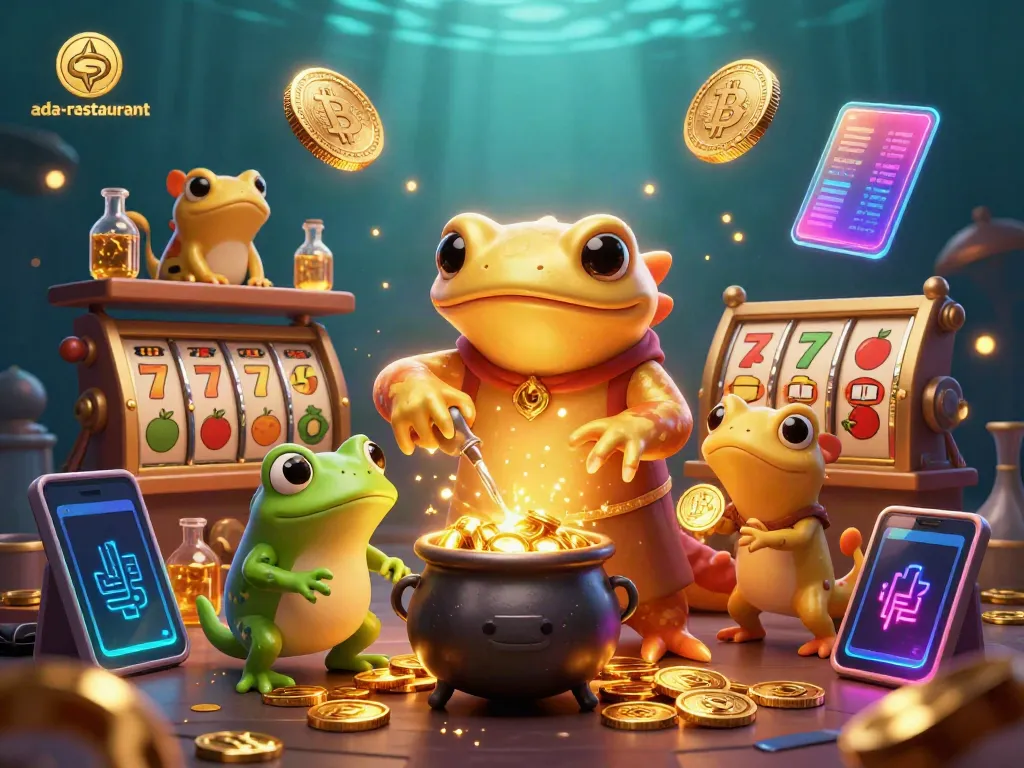 Experience the lively scene at ada-restaurant where a golden salamander alchemist engages in thrilling gambling adventures.