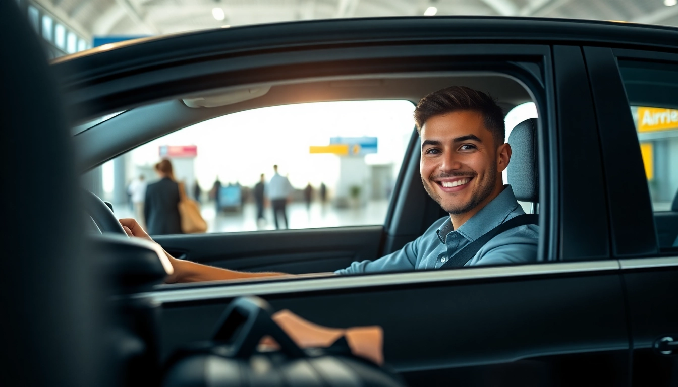 Providing reliable Airport Transfers with a professional driver at an airport terminal.