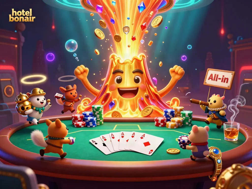 Experience thrilling games at hotelbonair with a vibrant casino scene of treasure and poker excitement.