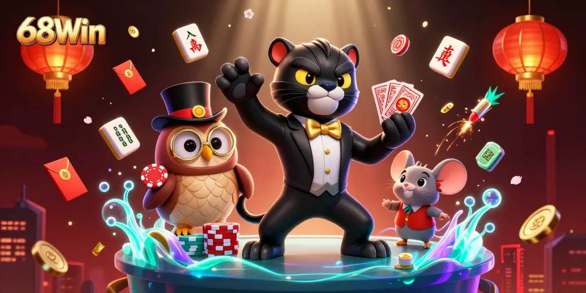 Join the 68Win gaming experience with colorful characters engaging in dynamic casino action.