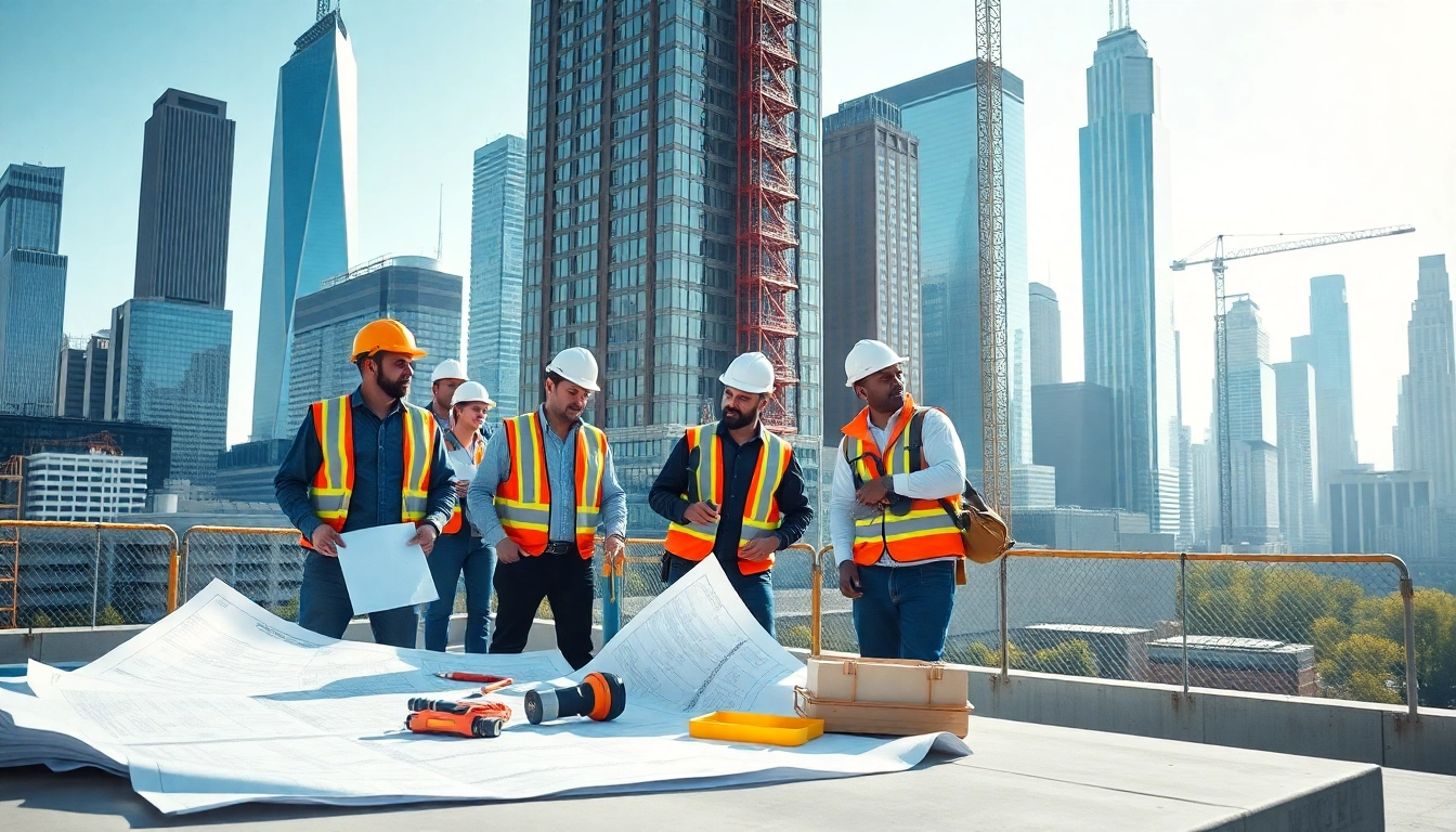 New York City Commercial General Contractor leading a team at a construction site focused on high-rise projects.