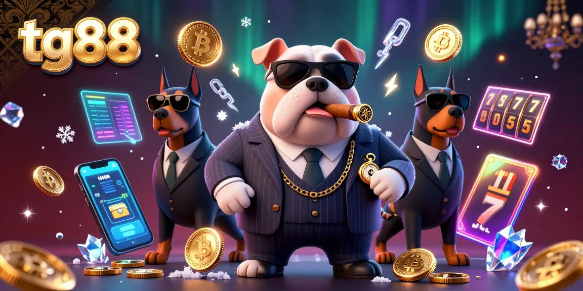 Engage with tg88 for exhilarating casino action featuring a mafia bulldog and digital gaming elements.