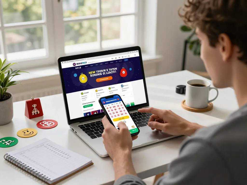 Player engaging in online lottery betting, showcasing vibrant atmosphere and lucky symbols while using mobile app for danh de online.