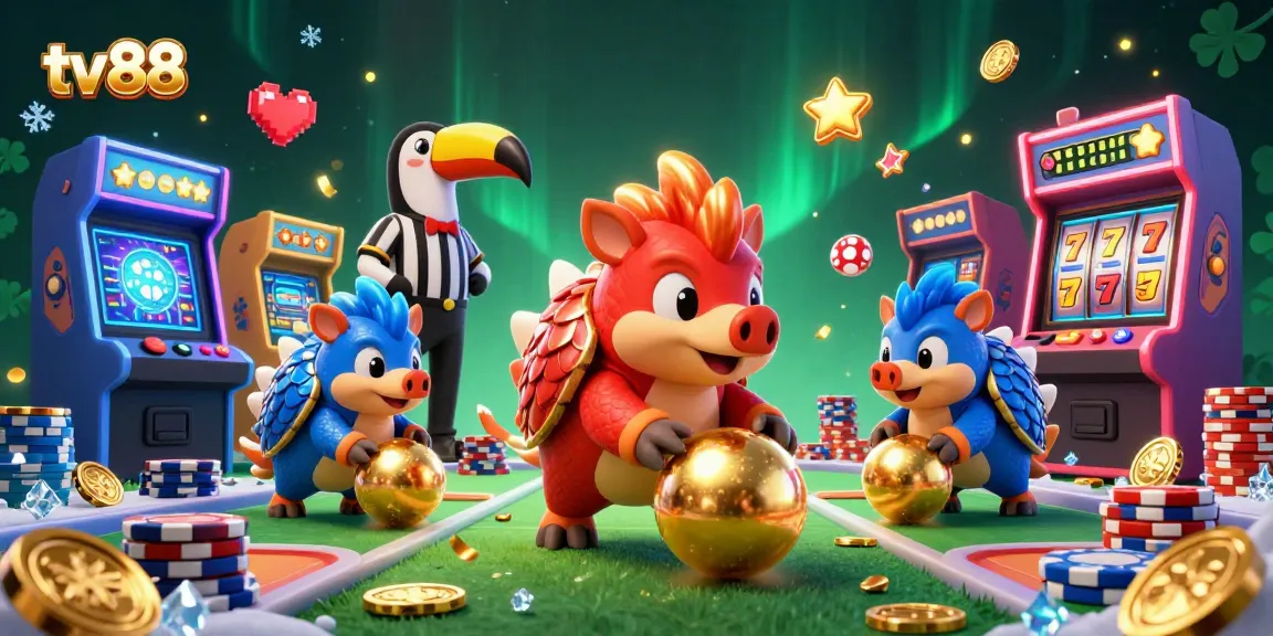 Experience thrilling casino adventures with tv88 featuring dual pangolins in vibrant armor.