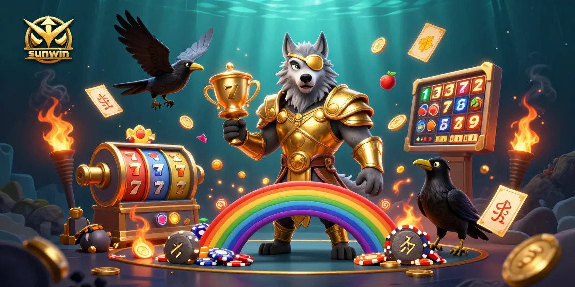 Experience exhilarating slots with sunwin's vibrant jackpot scene featuring dynamic characters and elements.