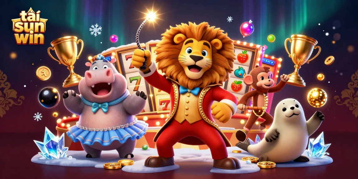Experience the thrill of tải sun win with dynamic slot reels and vibrant characters in a captivating scene.