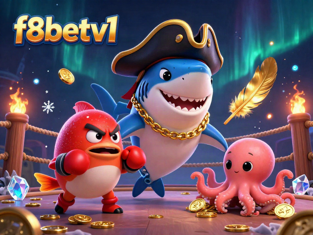 Experience thrilling action with the f8betv1 pirate shark in a vibrant casino setting full of gold.