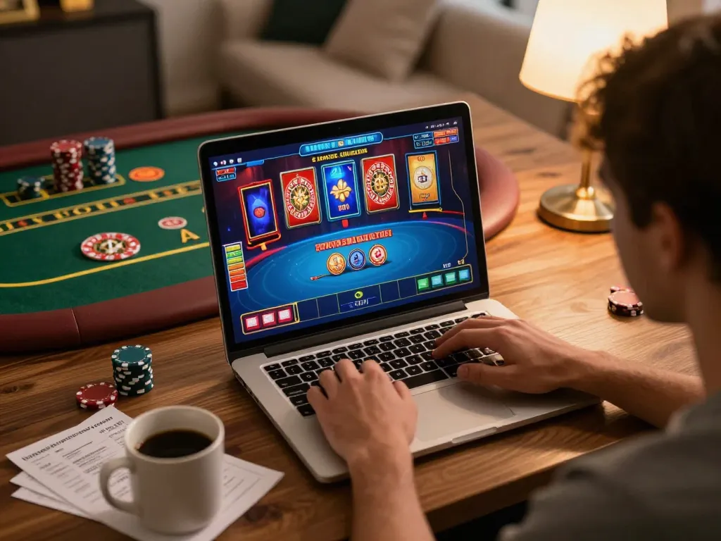 Dynamic gameplay experience at trang chủ IWIN with a user immersed in online casino action