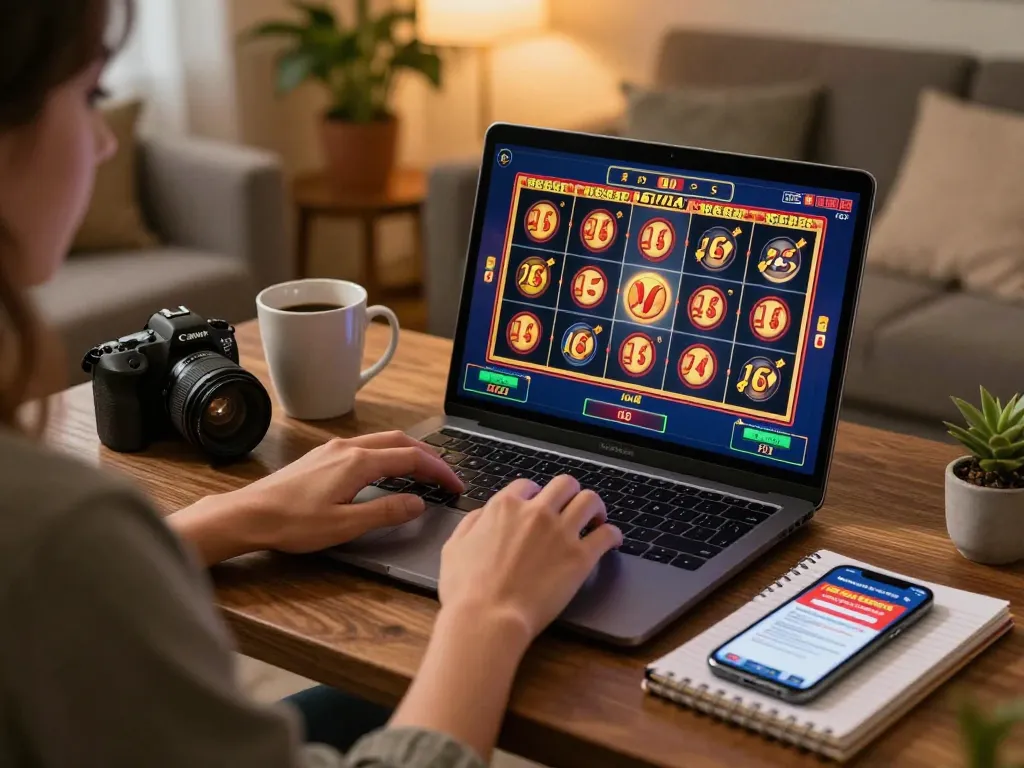 Engaging online slot Malaysia gaming experience from home with strategic setup and cozy atmosphere.