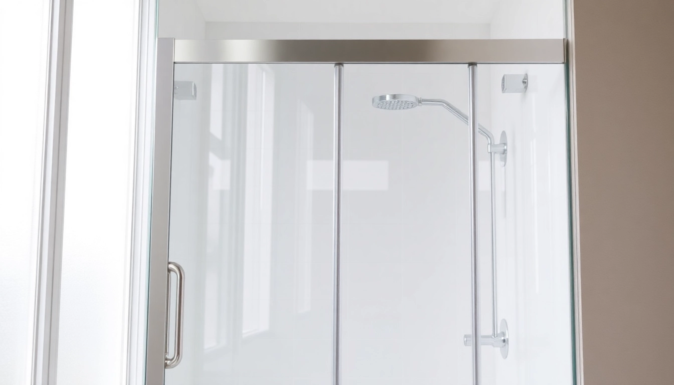 Elegant shower doors showcased in a stylish modern bathroom setting with bright ambiance.