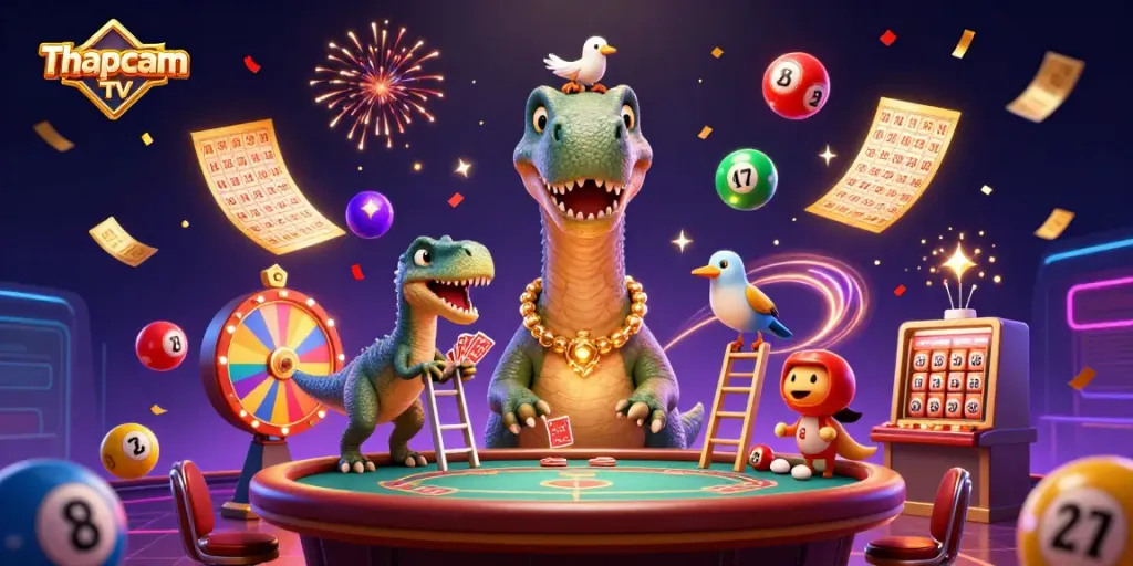 Experience the thrilling world of Thapcam TV with dynamic actions, vibrant colors, and engaging gambling elements.
