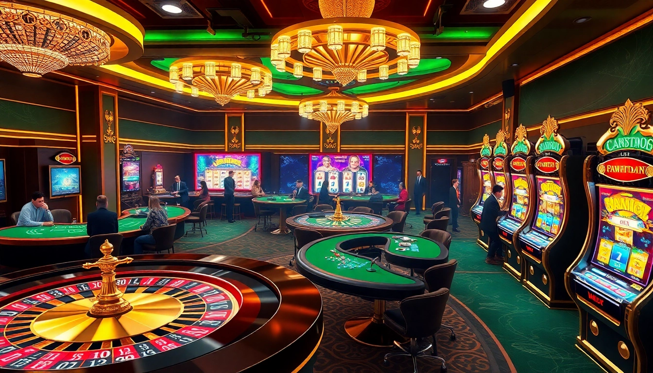 Lixi88 đăng nhập interface showcasing a luxurious online casino experience with roulette, poker tables, and slot machines.
