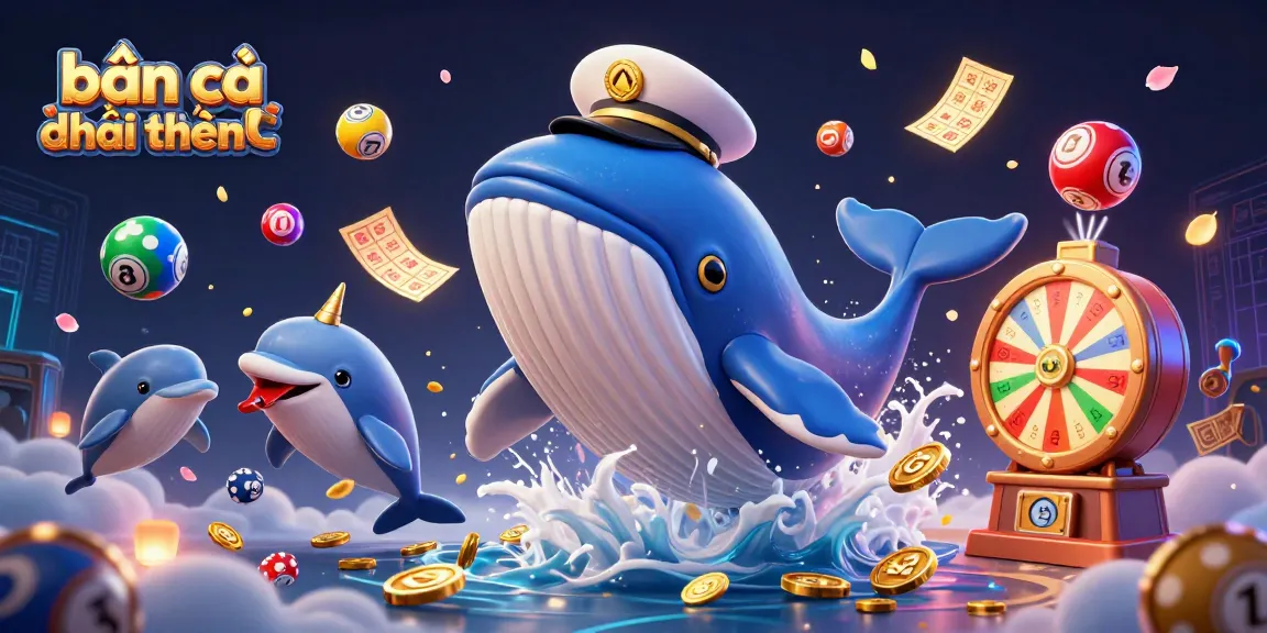 Experience exciting bắn cá đổi thưởng with whales, dolphins, and casino elements in a vibrant underwater scene