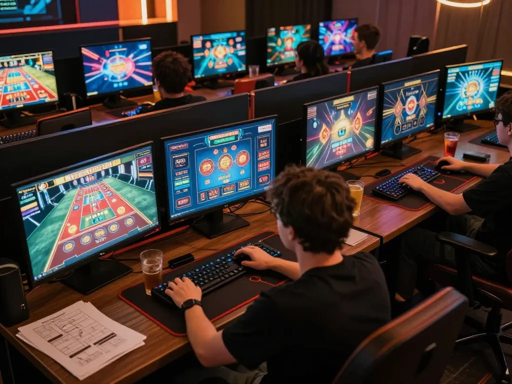 Engaged player strategizing for 888vnd online casino games at a well-lit gaming setup