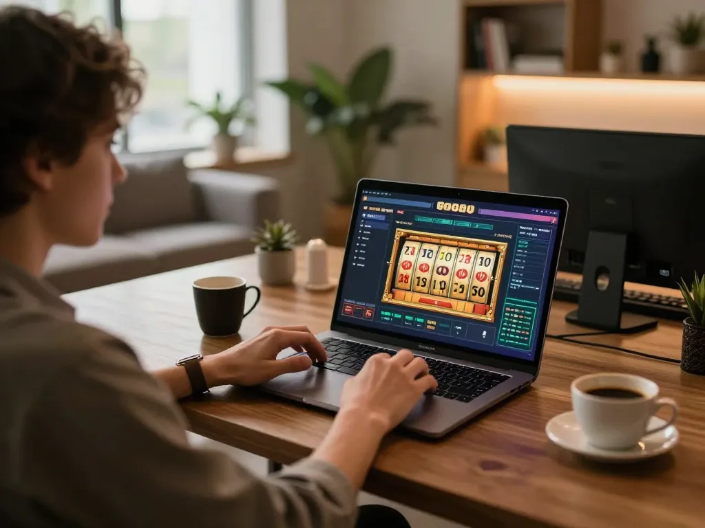 Engaged player on Go88 enjoying an online game experience with strategic focus and cozy atmosphere