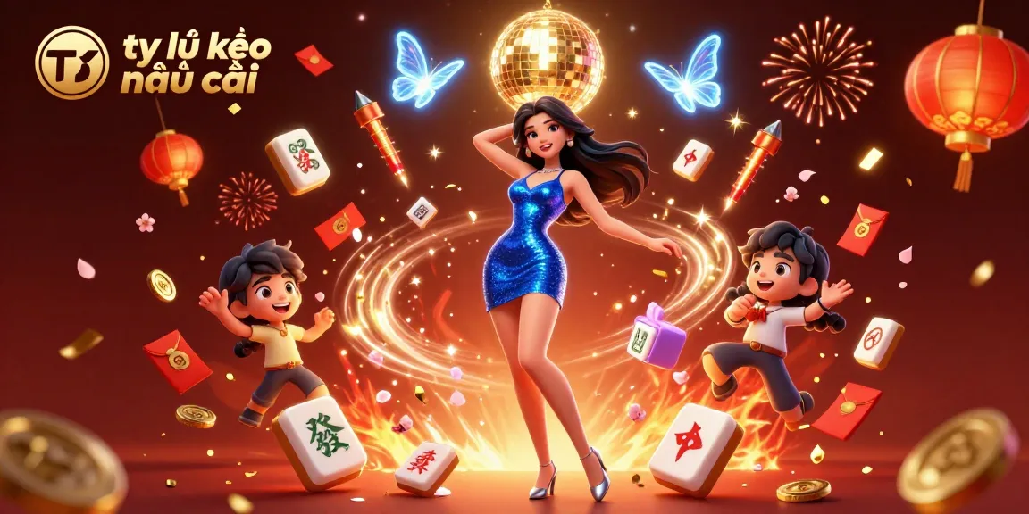 Engage with tỷ lệ kèo nhà cái in a vibrant casino scene with dynamic characters and festive elements.