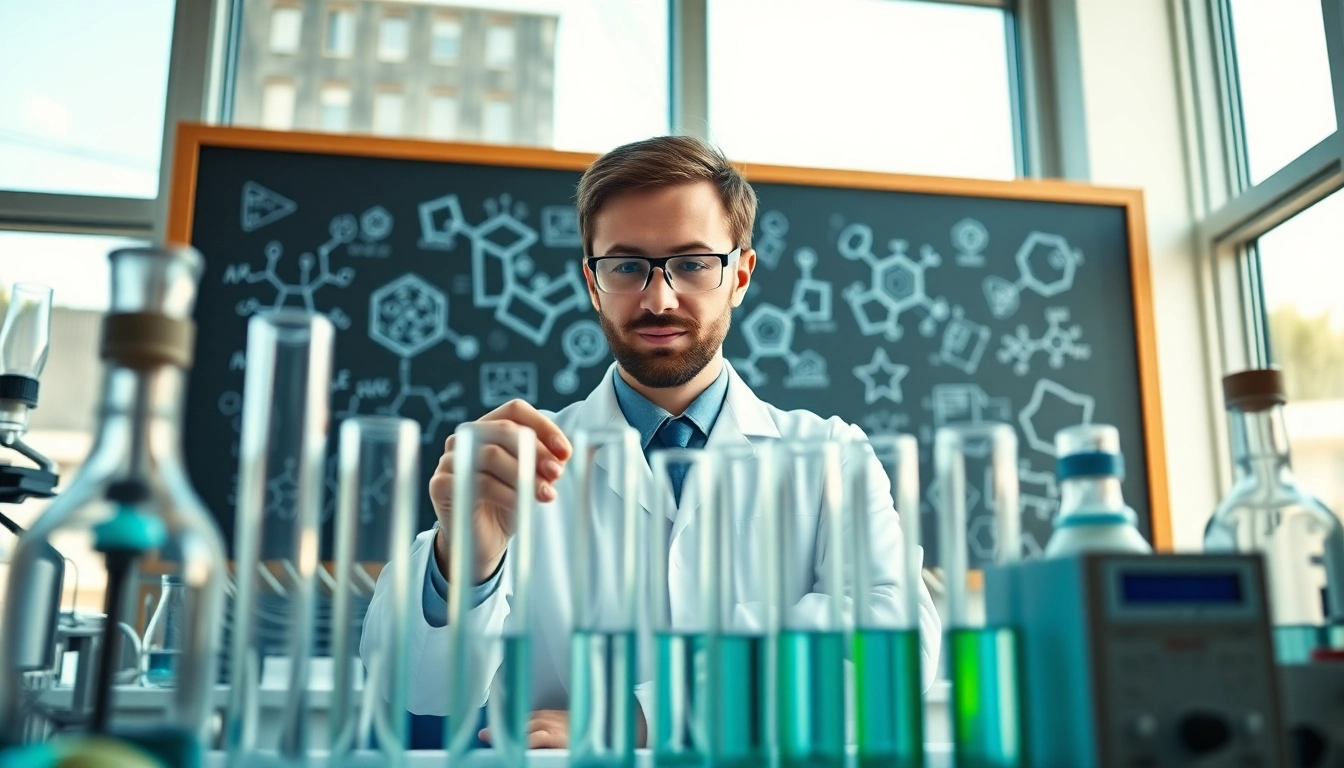 Scientist examining Retatrutide in a contemporary lab with advanced equipment.