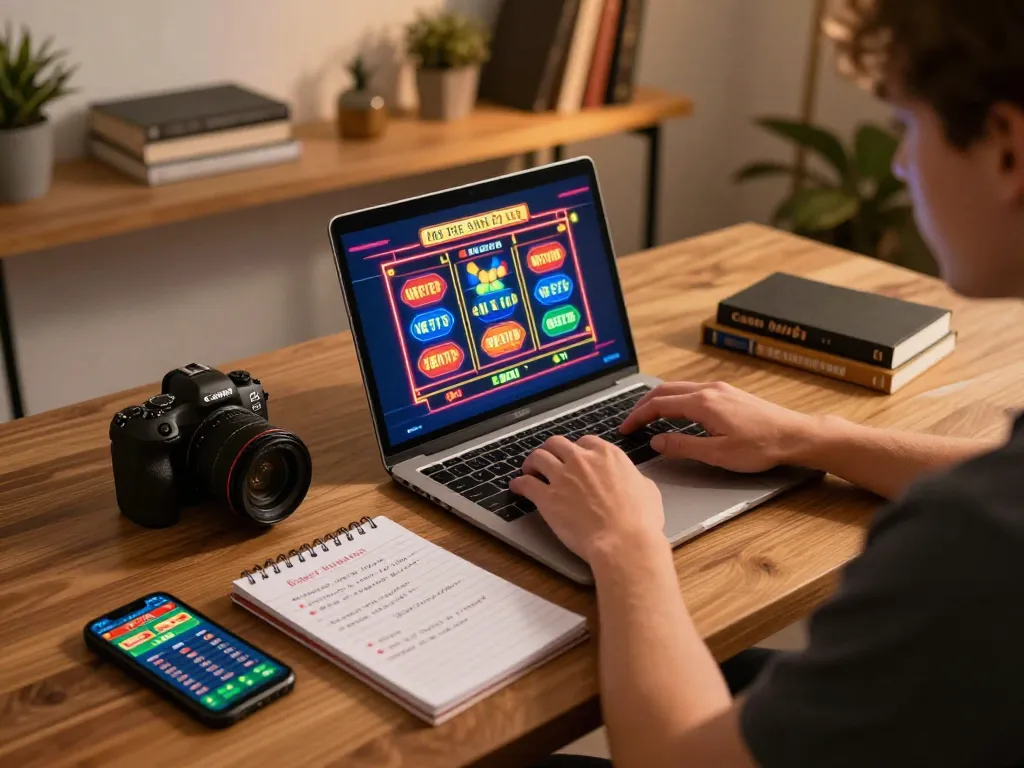Engaging online gaming scene showcasing cm88-t1 slots and smartphone betting, emphasizing strategic gameplay.