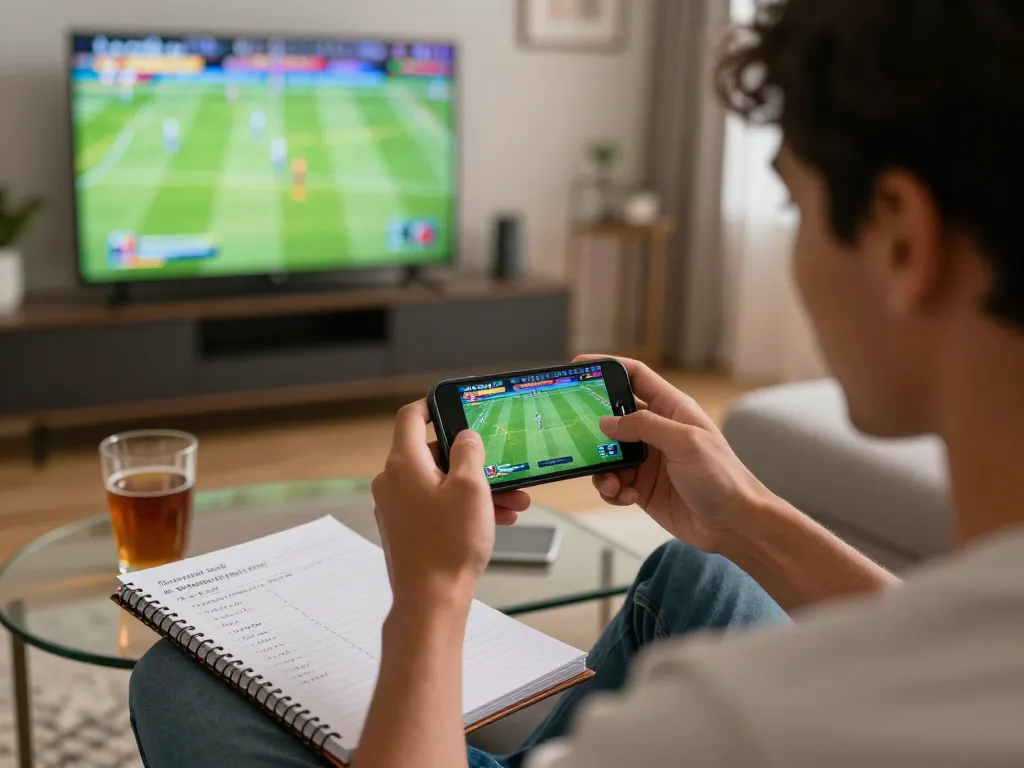 Betting on mb88 from home while watching live sports, highlighting gaming strategy