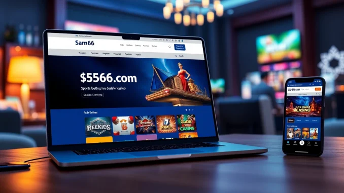 Dynamic view of 566.com showcasing gaming options on devices.