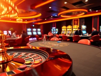 Exciting scene at pg88vip.it.com showcasing a vibrant casino atmosphere with roulette and poker tables.