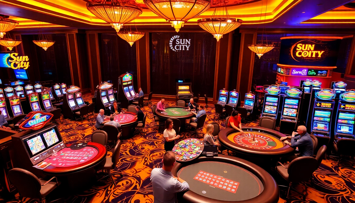 Experience thrilling gaming with SUN CITY 888 as players engage in exciting poker and roulette.