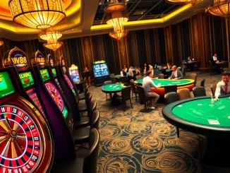 Exciting WW88 casino scene featuring vibrant slot machines and live dealer tables.