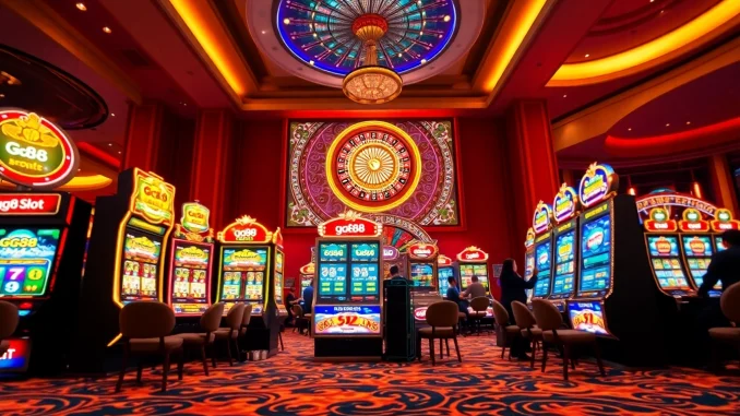 Exciting players enjoying the gg88 slot gaming experience in a luxurious casino environment.