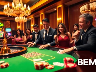 BEM88 players enjoying an exciting roulette game in a luxurious casino environment.
