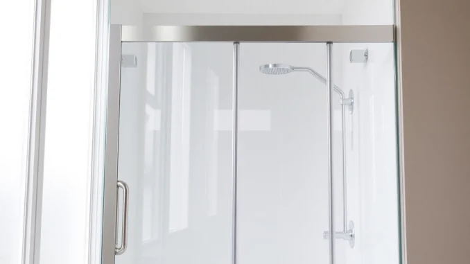 Elegant shower doors showcased in a stylish modern bathroom setting with bright ambiance.