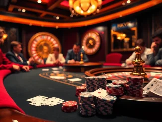 Exciting casino atmosphere featuring poker gameplay and roulette at rikvip.gb.net