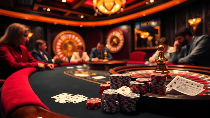 Exciting casino atmosphere featuring poker gameplay and roulette at rikvip.gb.net