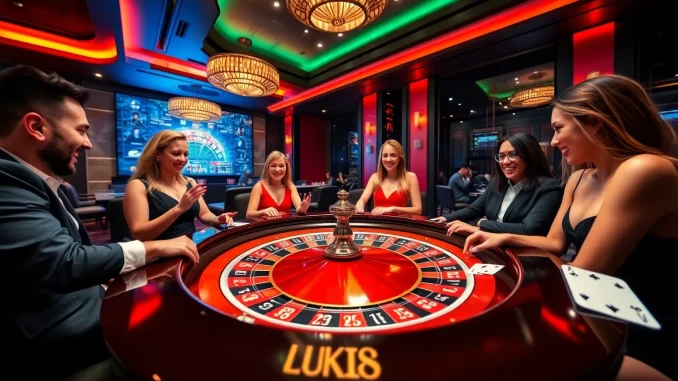 Experience thrilling online betting at okvipwin.live with joyful players engaged at a live casino game.