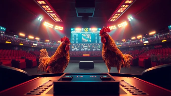 Experience live cockfighting action and betting at sv368win.live with a vibrant digital interface.