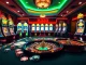 X333 casino scene featuring poker chips and a roulette wheel, enhancing the online gaming experience.
