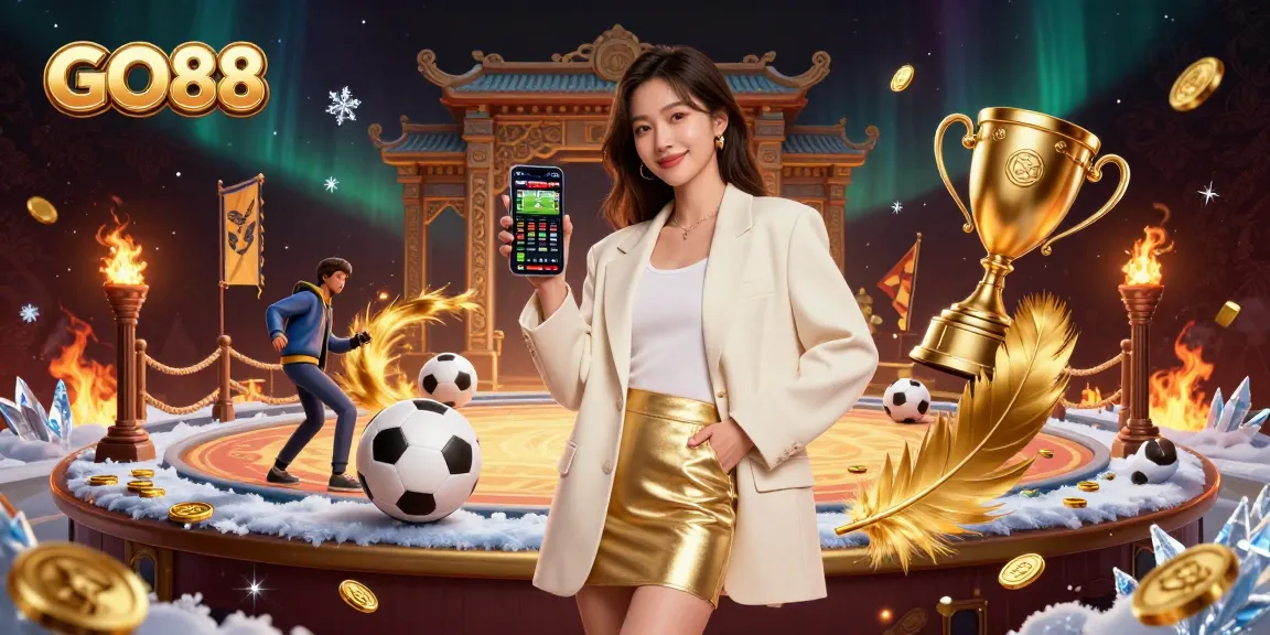 Engage in exciting wins with GO88 through the dynamic sports betting app showcased by a stylish model.