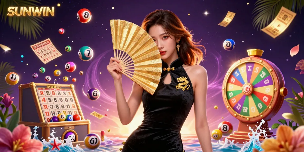 SUNWIN showcases a vibrant casino scene with an elegant Asian woman and dynamic casino elements, symbolizing immersive online gaming.